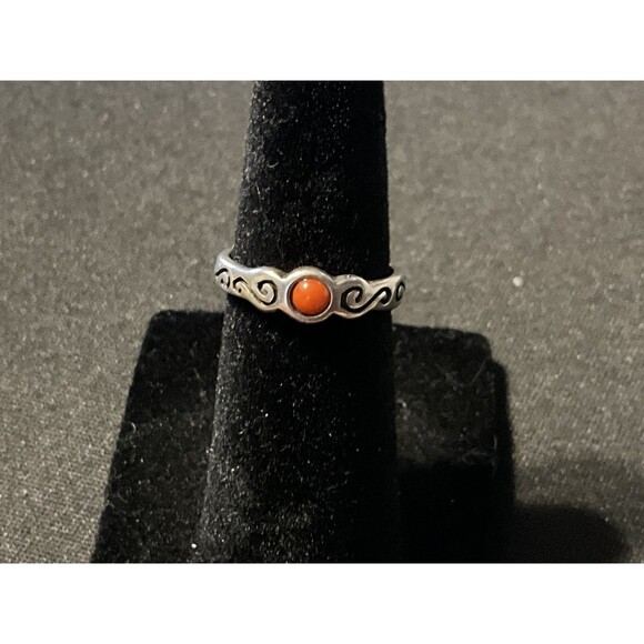 3.5in (25 Silver & Coral Silpada Toe Ring - Picture 2 of 5